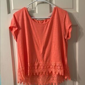 Rewind Coral Lace Trim Women's Blouse